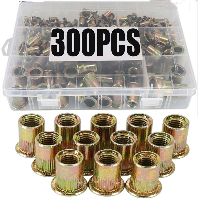 300pcs Rivet Nuts Blind Set Threaded Insert Nutsert Cap Nuts Kit Anti-oxidation M3/M4/M5/M6/M8/M0/M12 For Hardware Fasteners