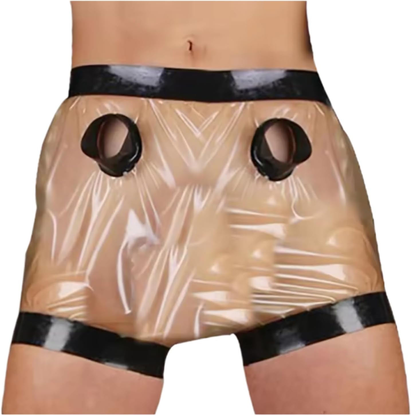 Latex Boxer Shorts With Black Trims And Two Holes Rubber Boxer Shorts Underpants Pants Briefs
