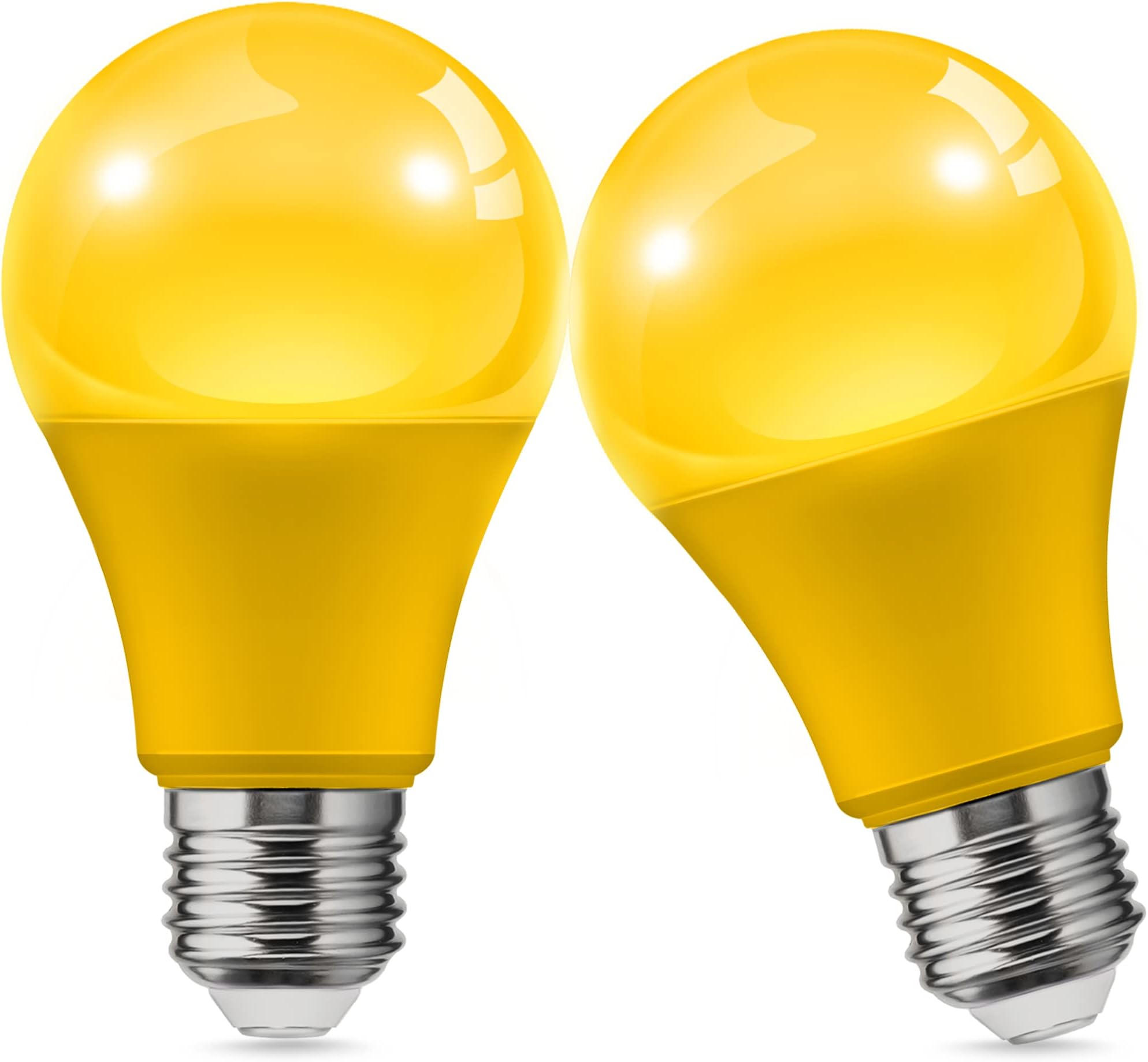 L LOHAS LED Yellow Bug Light Bulbs Outdoor, A19 9W Bug Lights for Outside, 60W Equivalent, 2000K Amber Porch Light Bulb, Non-Attracting, E26 Base, Not-Dimmable, Ideal for Patio, Deck, Backyard, 2 Pack