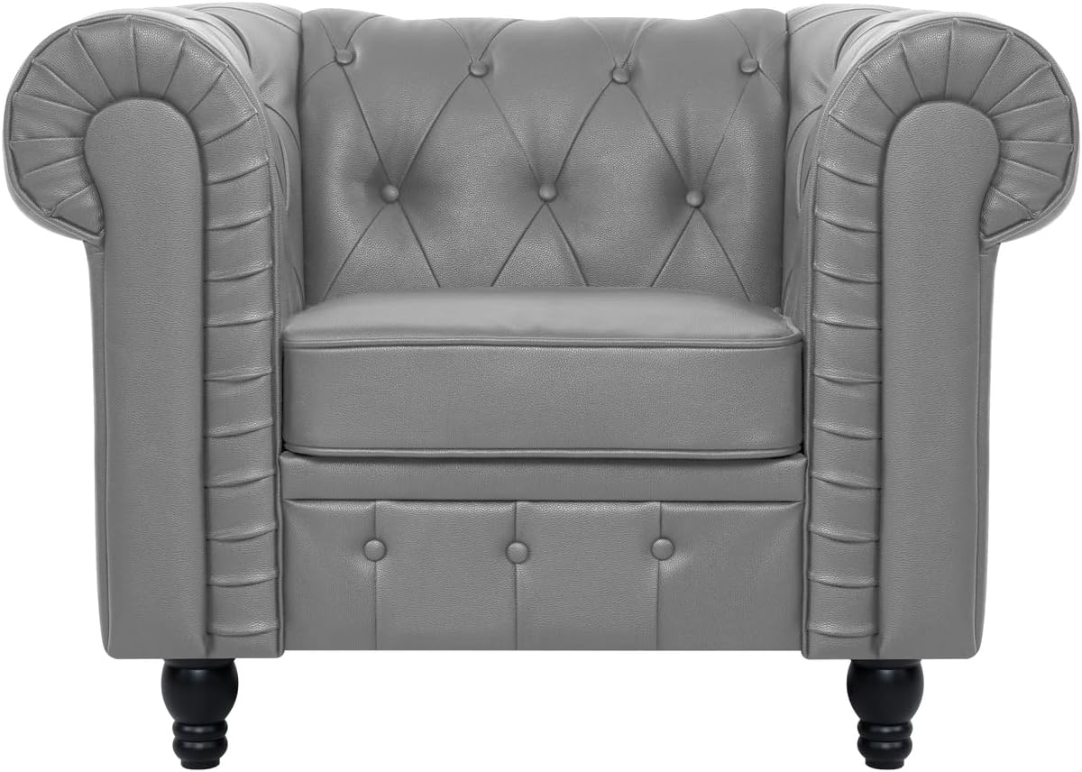 Naomi Home Modern Office Loveseat Sofa for Reception & Lobby – Faux Leather Couch with Plush Cushions, Solid Wood Frame, Button Tufted Design