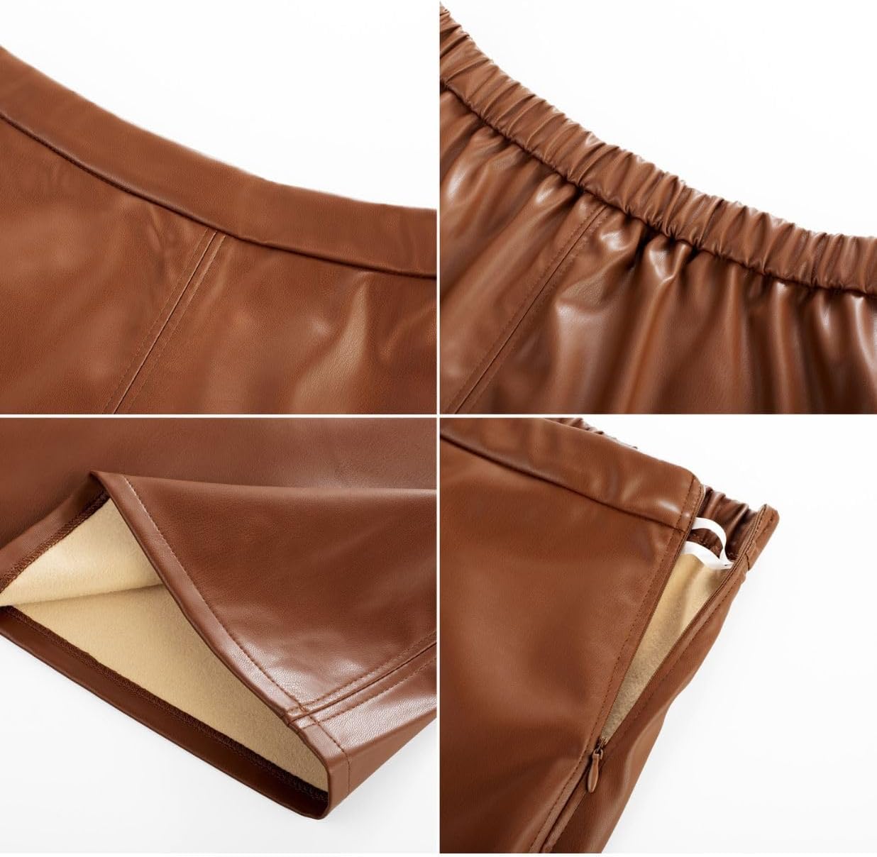 Kate Kasin 2025 Women's Faux Leather Skirts, High Waist A Line Skirt, Fall Winter Midi Skirt - Image 8