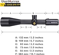 Vista 3 de WestHunter Optics TD 5-30x56 SFIR FFP Precision 1/10 MIL Riflescope para disparos de competición, torreta de parada cero iluminada, primer plano