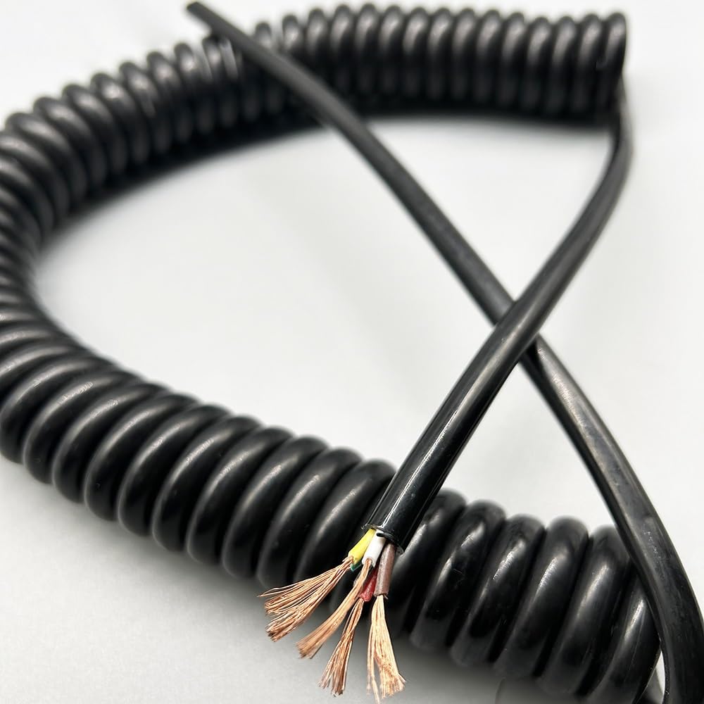 Cable de Datos Cable telefónico Cable de teléfono, Cable de extensión de alimentación telescópico de 5 núcleos con Resorte de Alta Elasticidad y núcleo de Cobre.(Stretch 3.75 Meter)