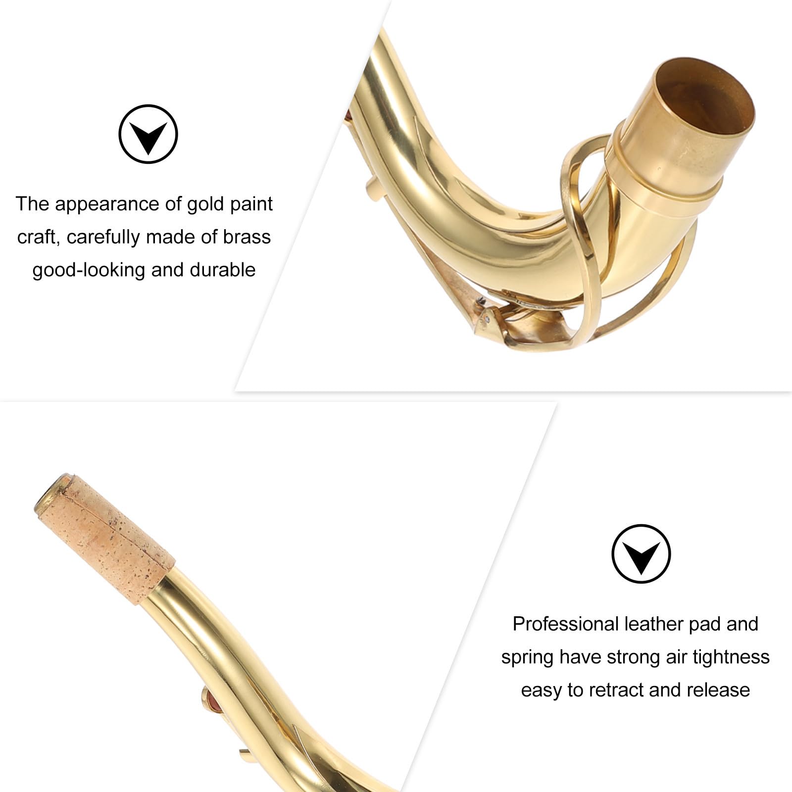 Collo Pratico Curvo e Dorato Ottone Sassofono Accessorio in Professionale per Sax Contralto, per Musicisti Amatori e Professionisti