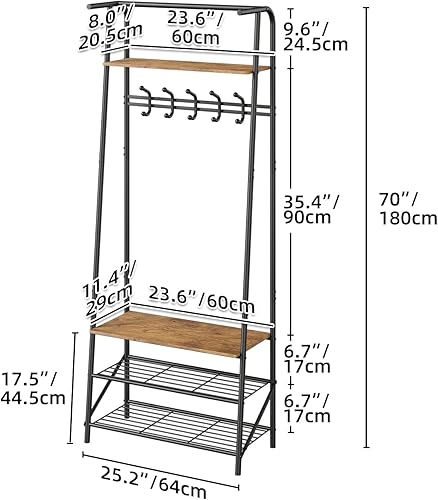 Miniatura 3 de IDEALHOUSE Perchero para zapatos con 5 ganchos banco de entrada de árboles con almacenamiento organizador multifuncional de pasillo muebles de