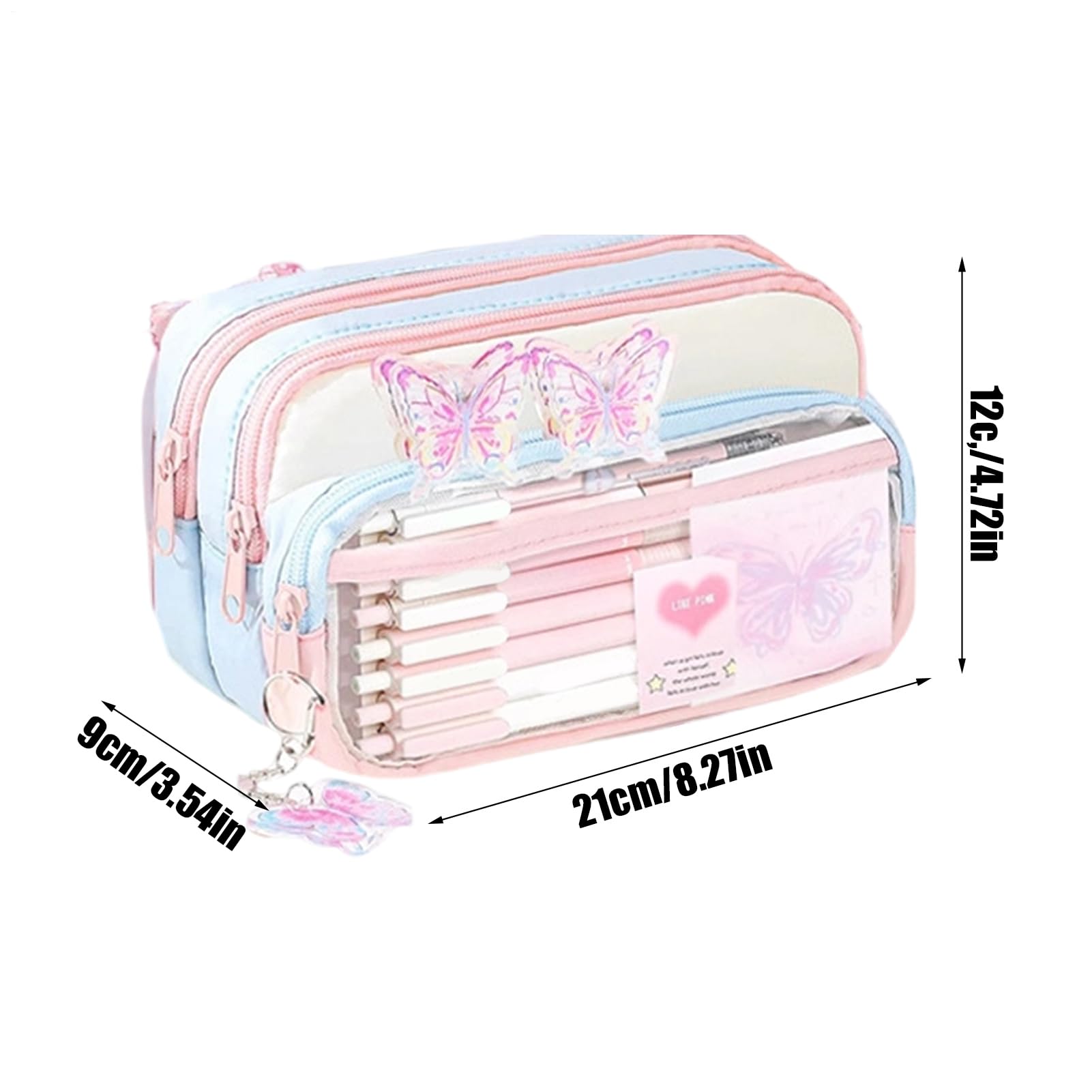 Astuccio Portapenne Cerniera a Tema Farfalle | Borsa Per Penne Grande Astuccio ad uso Appunti e Marcatura Studenti di Scuola Media e Università Ragazze Adolescenti e