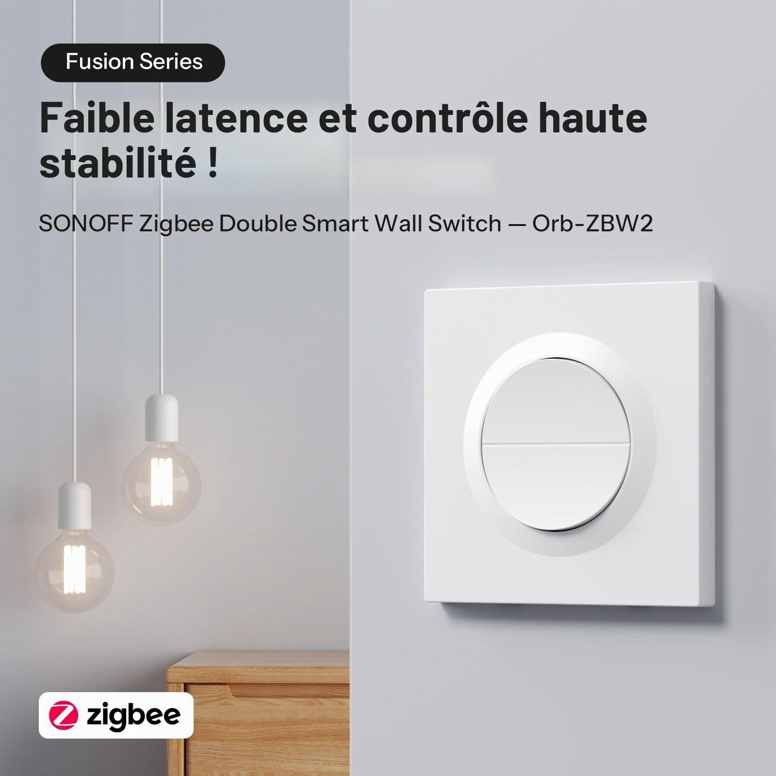 SONOFF Fusion, Orb-ZBW2(MINI-ZB2GS-E), Interrupteur Lumière Intelligent Zigbee, 2 canaux, Wi-Fi 2.4GHz, Commande à Distance et Vocale, Compatible avec Siri/Alexa, 10A/canal, 16A/total
