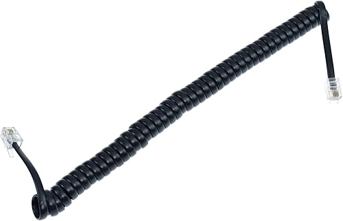 Conext Link RJ11 4P4C Cable de teléfono modular receptor de cable de bobina de cable (7 pies, negro) (33240)