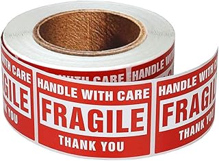 enKo - 4 x 6 Inch Large Fragile Stickers Handle with Care Warning Packing Shipping Label - Permanent Adhesive (1 Roll, 500...