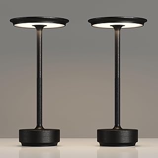 2 Pack Rechargeable Table Lamps Cordless, Portable 5000mAh Outdoor Table Light, 3 Color Stepless Dimming LED Table Lamp with Memory Function, for Home/Dinner/Patio/Restaurant.(Diamond Black)