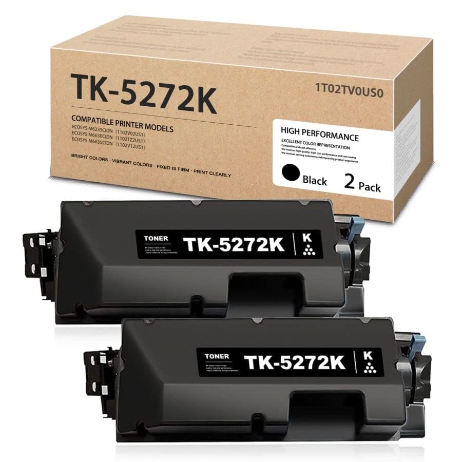 TK-5272 TK5272 Toner Cartridge (2-Pack, Black) - Lovn TK-5272K Toner Cartridge (up to 9,000 Pages) Replacement for Kyocera ECOSYS M6235cidn M6630cidn M6635cidn P6230cdn Printer, 1T02TV0US0 Toner