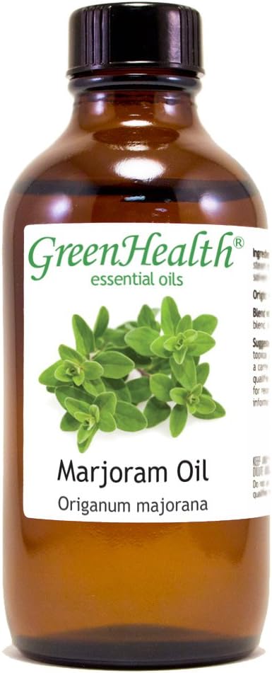 GreenHealth Marjoram Essential Oil – 4 fl oz (118 ml) Glass Bottle w/Cap – 100% Pure