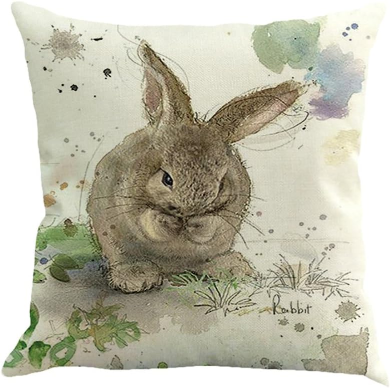 Aobuang Easter Pillow Case Cute Rabbit Printed Sofa Bed Home Decoration Festival Cushion Cover Hidden Zipper Closure