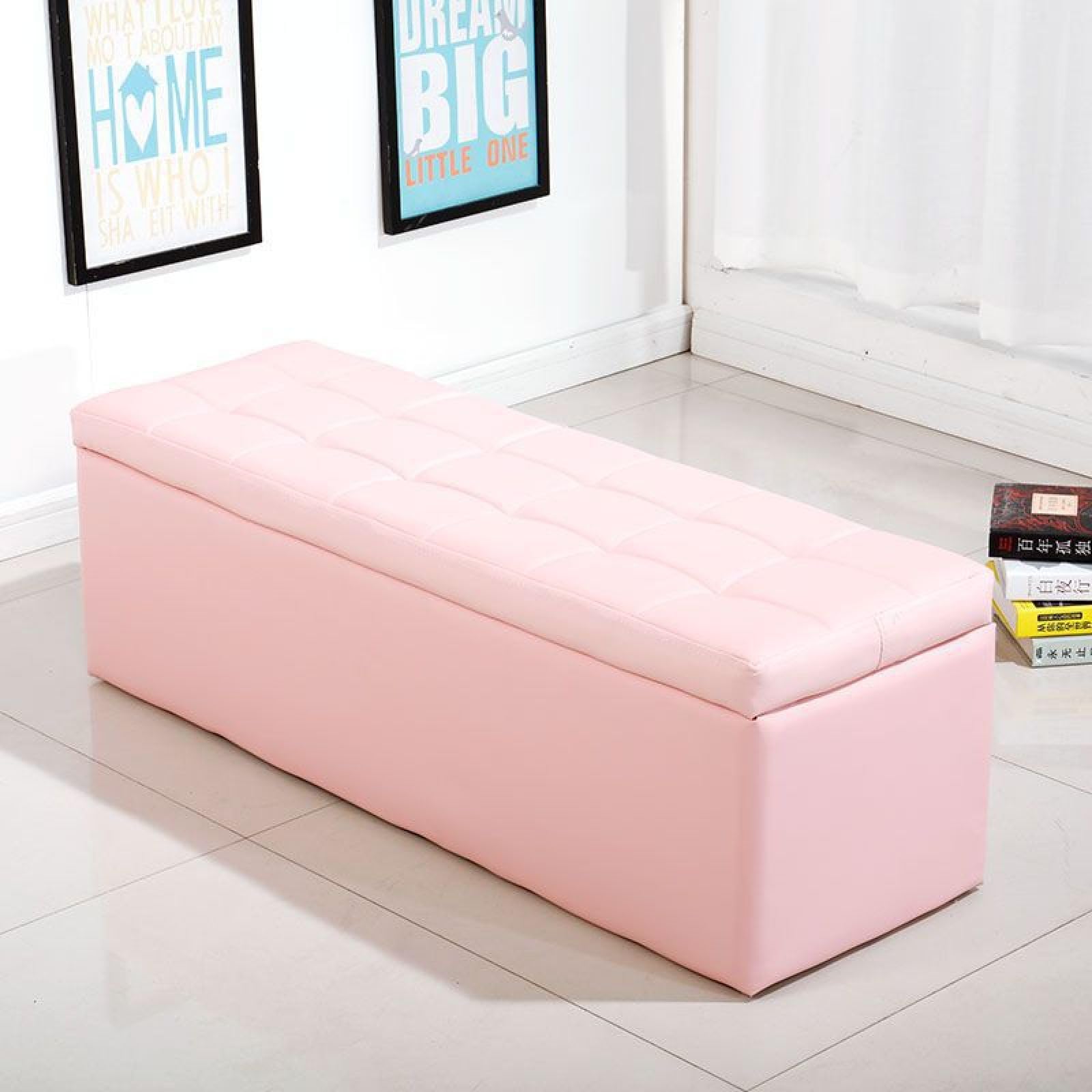 Pouf de rangement avec repose-pieds rembourré coffre secret 400kg