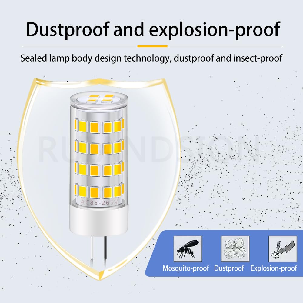 Ruiandsion Bombilla G4 LED 3W 85-265V cerámica pack 10 ahorro energía | Sin parpadeo dañino, luz 360°, adecuada caravanas y jardines