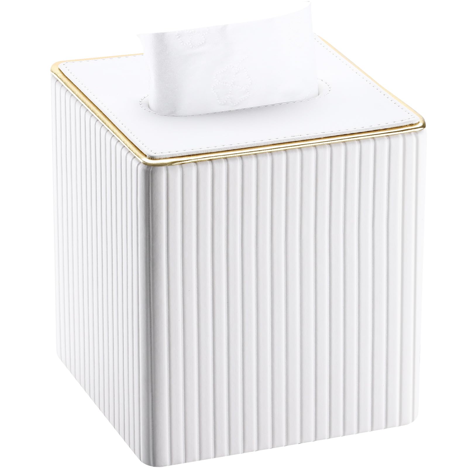KINGFOM Tissue Box Cover PU Leather Square Tissue Box Holder for Kleenexs with Magnetic Bottom Cover for Facial