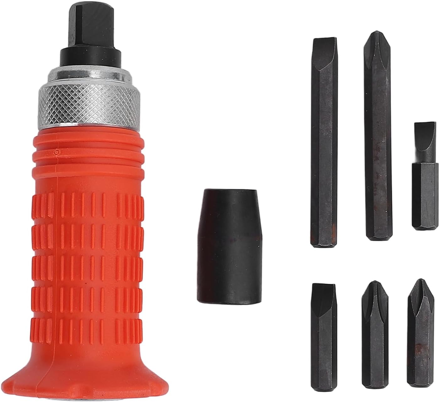 Manual Impact Driver Set, 1/2 Hand Manual Reversible Impact Driver with Case Impact Screwdriver with 6Pcs Bits, Metal Impact Screwdriver Set for Loosening Frozen Bolts and Stubborn Fasteners