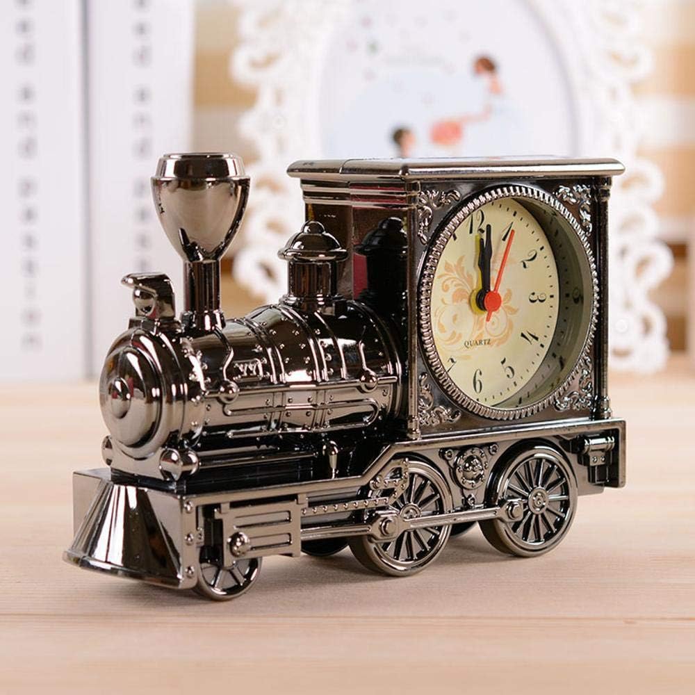 Mantel Clock Creative Antique Locomotive Alarm Clock Home Retro Motorcycle Ornaments Clock 18x6x12cm (B) (A)