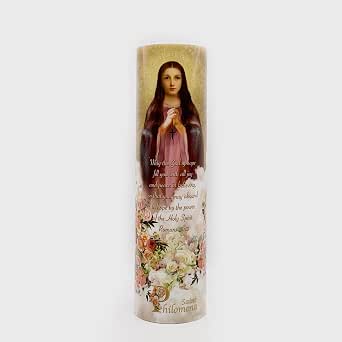 St. Philomena LED Flameless Prayer Candle - 6-Hour Timer, Safe Devotional Candle For Home Or Church