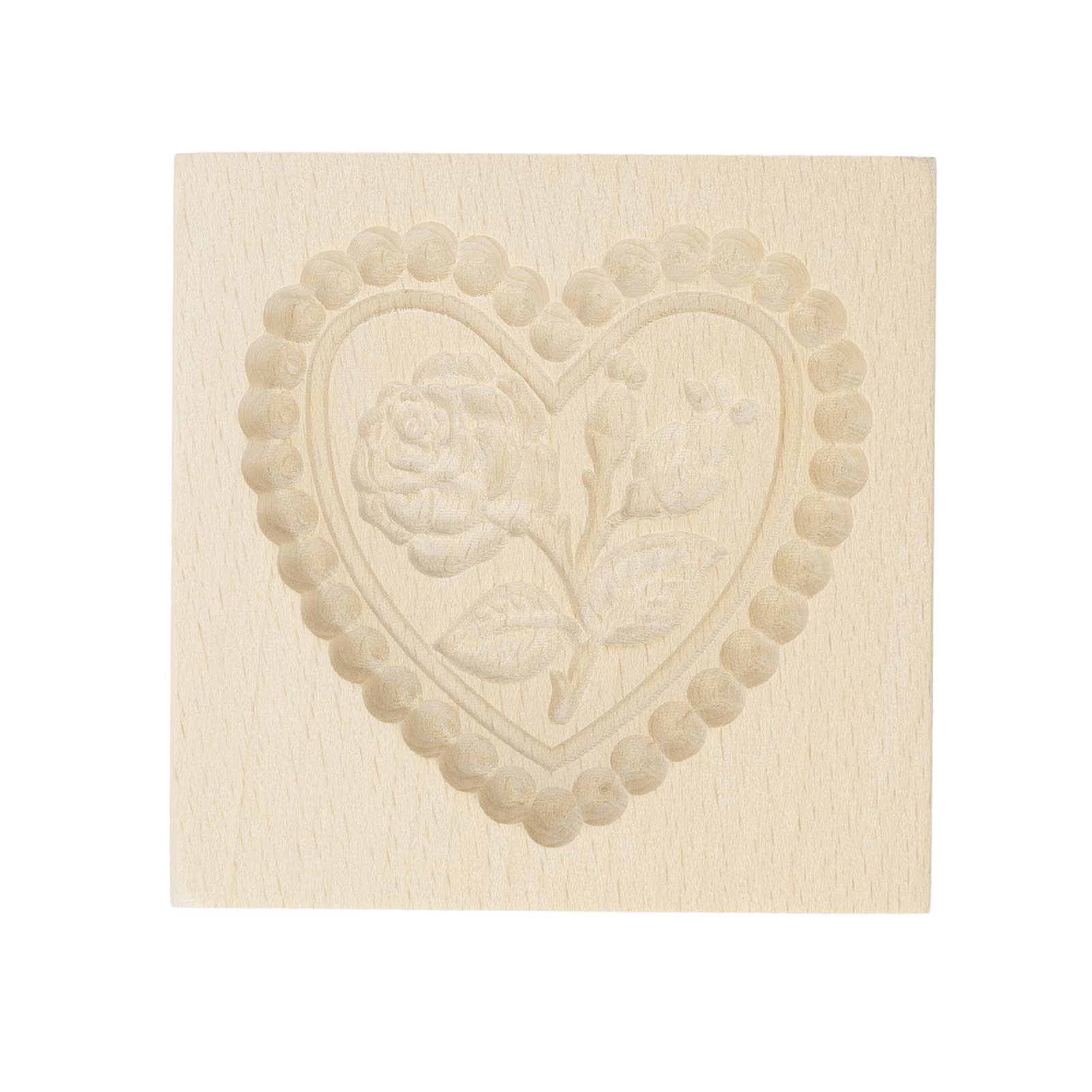 Keksausstecher, Keksformen aus Holz, Kekse, geschnitzte, leicht zu lösen, wiederverwendbar, waschbar, geschnitzter Keks-Pressstempel for Zuhause
