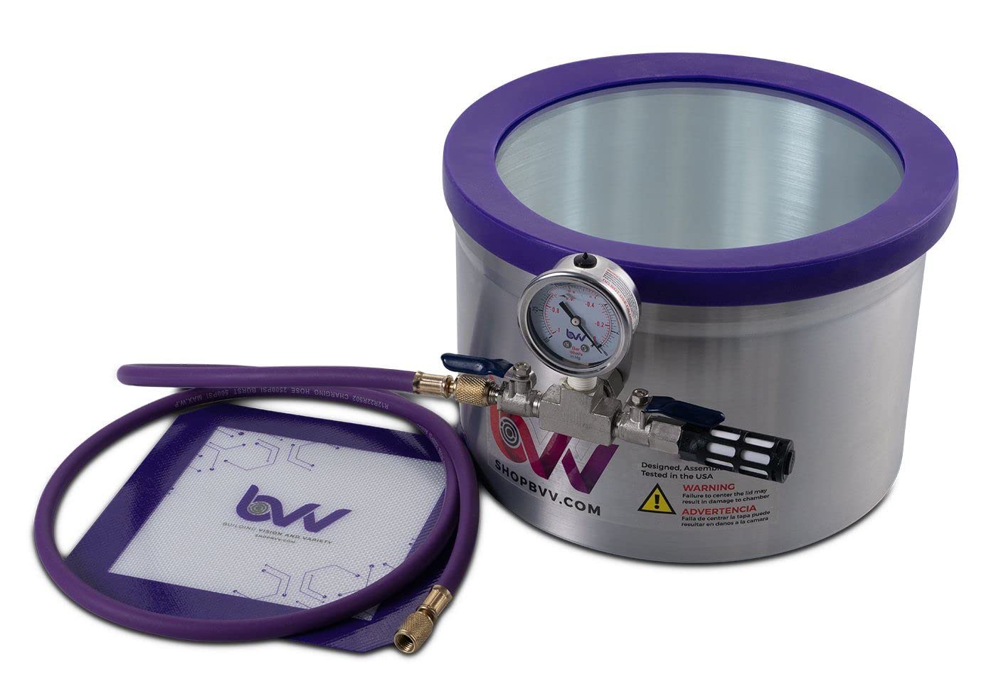 BVV 2 Gallon Aluminum Sidemount Vacuum Chamber and Pump Kit-3CFM Single Stage Pump