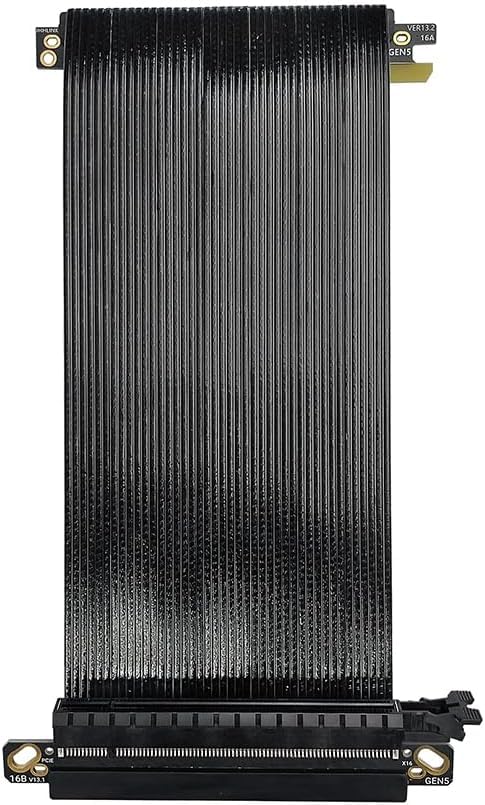 JMT PCIe 5.0 X16 64GB/s Extension Cable Dual-Reverse GPU Adapter Silver-Plated GEN5 High Speed Cable 16AB5 for ITX Small Case (19.5CM)