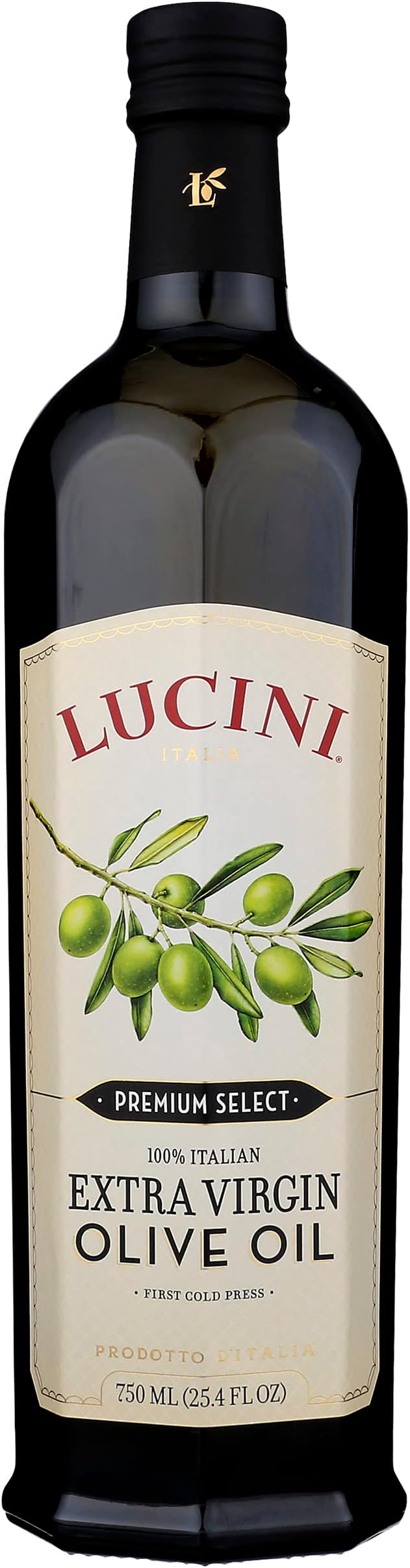 LuciniPremium Select Extra Virgin Olive Oil 750 ML, Italian Olives, Gluten Free, BPA Free, Vegan, 25.5 Ounce (Pack of 1)