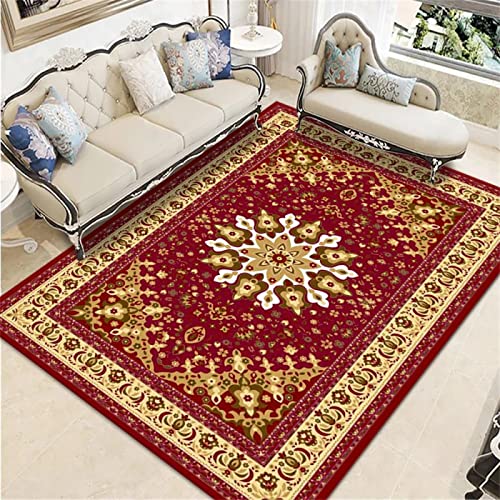 Tapis de salon imprime lavable rouge 180x250cm grand format