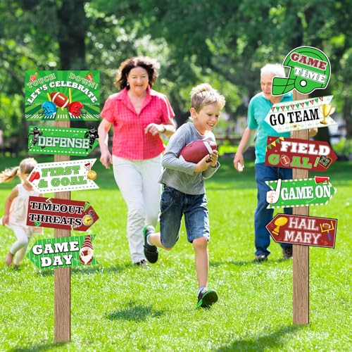 Image of Hooqict 20 Pieces Football Party Sign Football Tailgate Decorations Football Team Party Sign Favors for Football Concession Stand Party Supplies Game Day Bar Decor