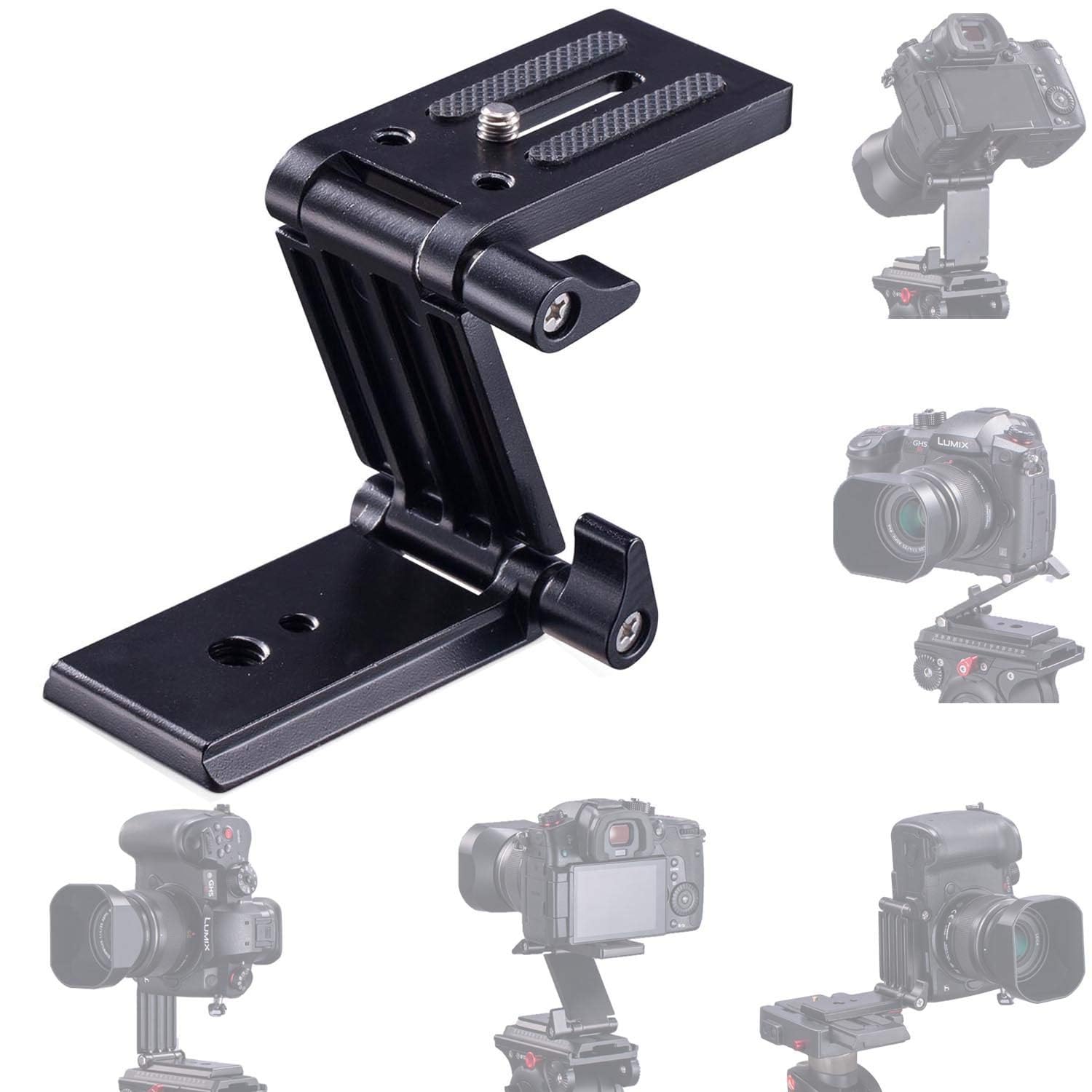 Universal Flex Tilt Head Z Mount Bracket, Arca-Swiss Tripod Head Quick Release Plate Mounting for Monopod Slider Rail Cage Rig Stabilizer Gimbal, Compatible with DSLR Camera Canon Nikon Sony Panasonic