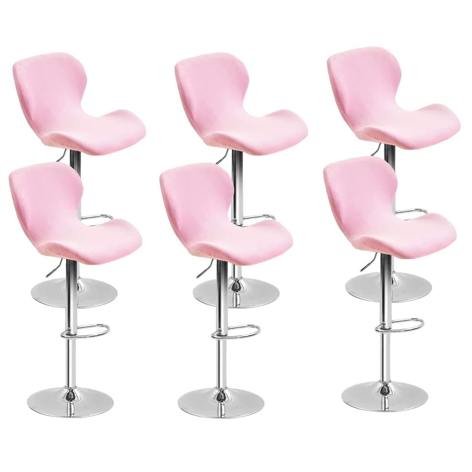 Leomix Velvet Bar Stool Cover Curved Swivel Set, Stretch Counter Height Bar Stools Cover, for Short Back Dinning Room Bar Chair,B,6pack