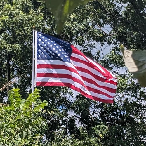 AMZFLAG Bandeira americana de algodão 0,9 x 1,5 m, bordada, 50 estrelas, bandeiras dos EUA com 2 arg