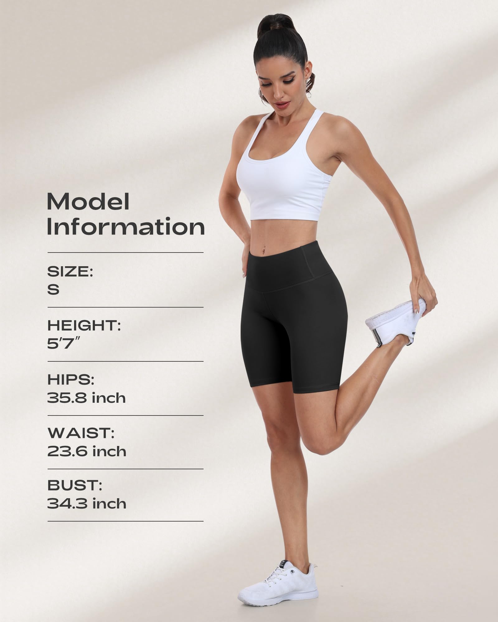 Pantalones cortos de ciclismo para mujer, cintura alta, control de abdomen, suaves, atléticos, gimnasio, yoga — view 5