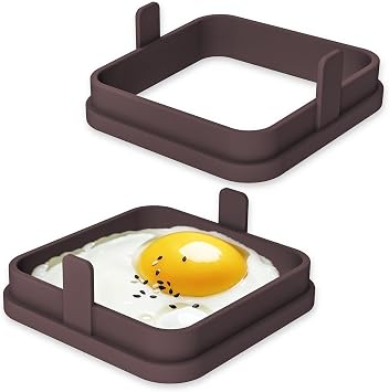 Kamehame 4'' Square Egg Mold Set, Silicone Egg Cooking Rings for Frying Eggs and Egg Mcmuffins, Egg Molds for Breakfast Griddle Cooking