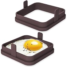 Kamehame 4'' Square Egg Mold Set, Silicone Egg Cooking Rings for Frying Eggs and Egg Mcmuffins, Egg Molds for Breakfast Griddle Cooking