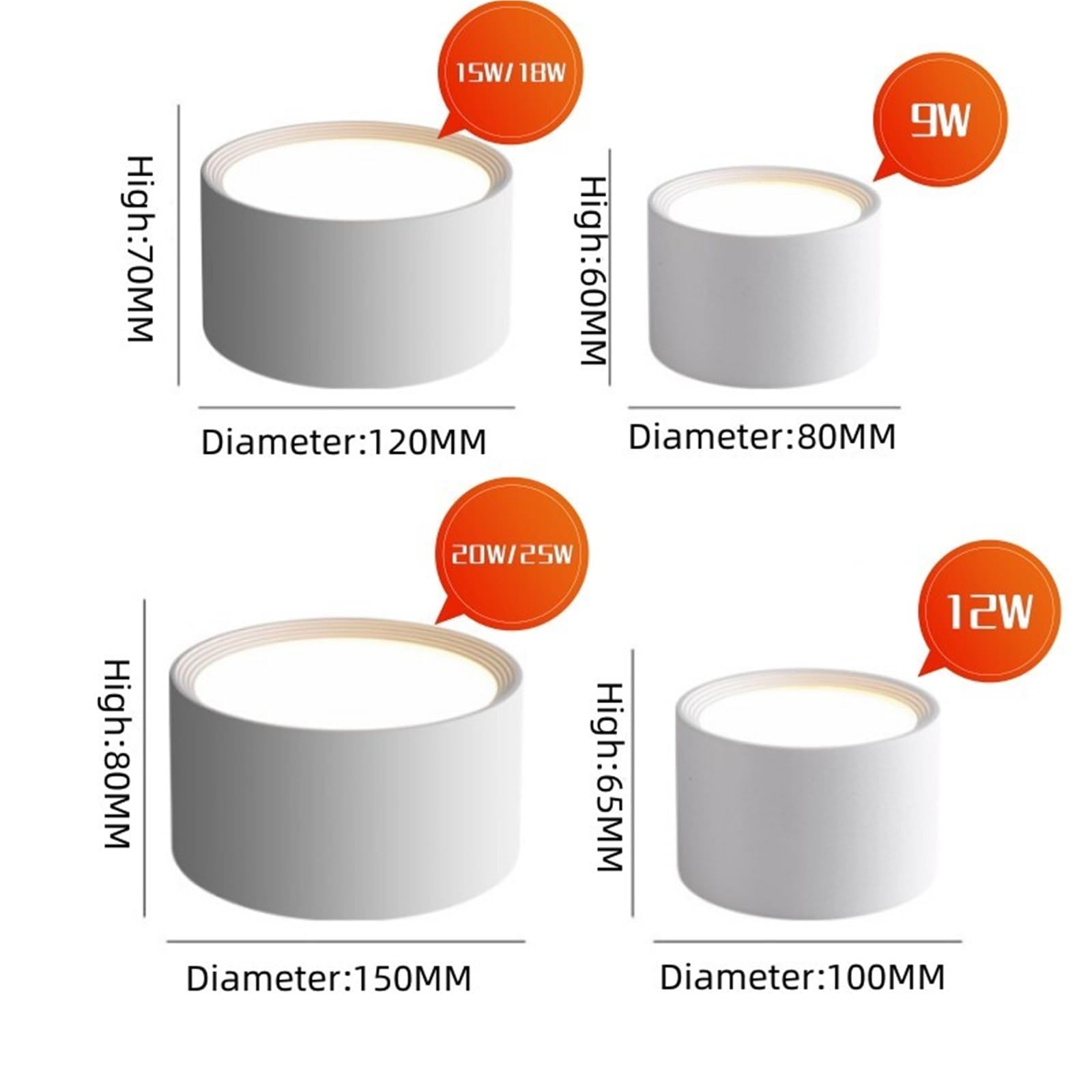 Faretto da incasso ultrasottile da superficie, faretto da soffitto LED rotondo senza foratura, faretto da soffitto for corridoio di ufficio commerciale(Black,4000K,9W Dimmable)