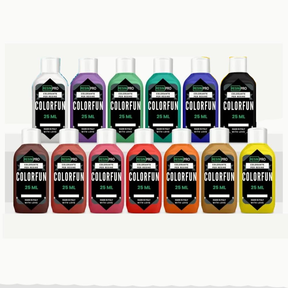 Resin Pro AMAZING PIGMENTS SET for Epoxy Color Fun -13 * 25ml Resin colour kit for DIY, Epoxy Resin, Crafts, Cruelty Free, Vegan Friendly