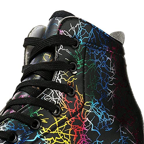 Risup Roller Skates For Women And Men Cowhide High-Top Shoes Classic Double-Row Four-Wheel Roller Skates For Men Girls Unisex (Lightning Black Flash Wheel,45=Us:9.5) #TOP2