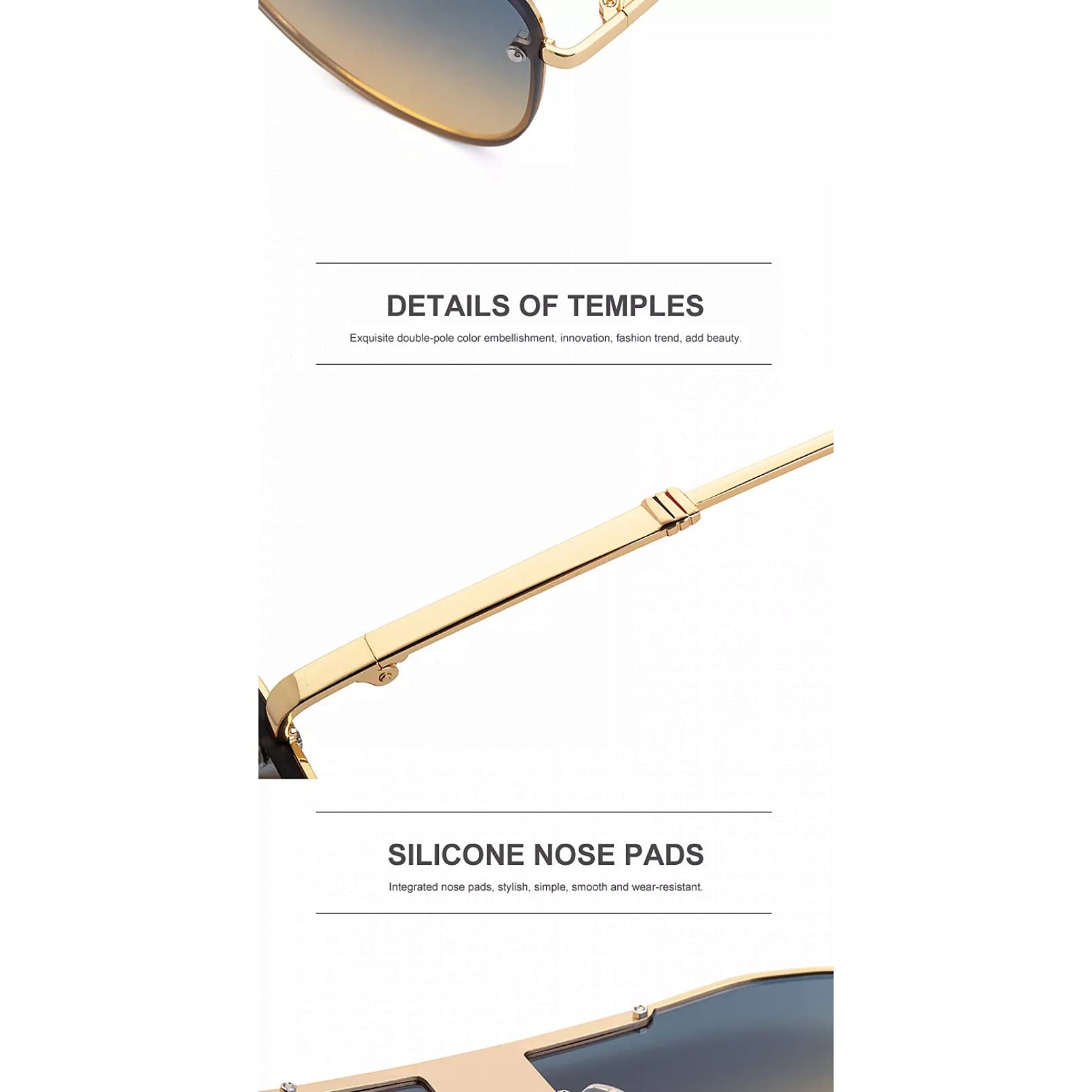 BAJIE Occhiali Da Sole Metallo Big Frame Occhiali Da Sole Uomo Tendenza Blu Occhiali Da Sole Donna