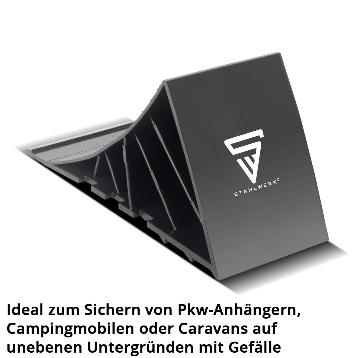 STAHLWERK Unterlegkeile mit Halterung GT-01 ST 4er Set bis 1,5 t Achslast Bremskeil | Hemmschuh | Radkeil | Radvorleger für Pkw Anhänger, Wohnmobil, Wohnwagen oder Caravan