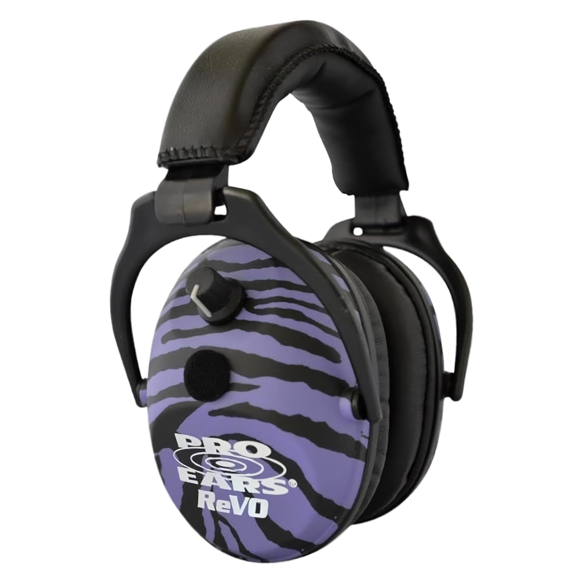 Pro Ears ReVO Electronic Earmuffs, Child-Sized Hearing Protection Muff, NRR 25, Dual Circuit Boards, Exclusive DLSC Technology, Pro Form Leather Seals, Made in USA, Purple Zebra