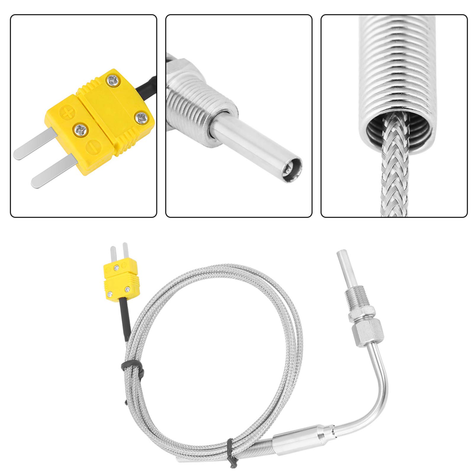 Capteur de Température type K, Akozon Capteur de Température K-type EGT pour Sonde de Température des Gaz d'échappement avec Embout et Connecteur Exposés
