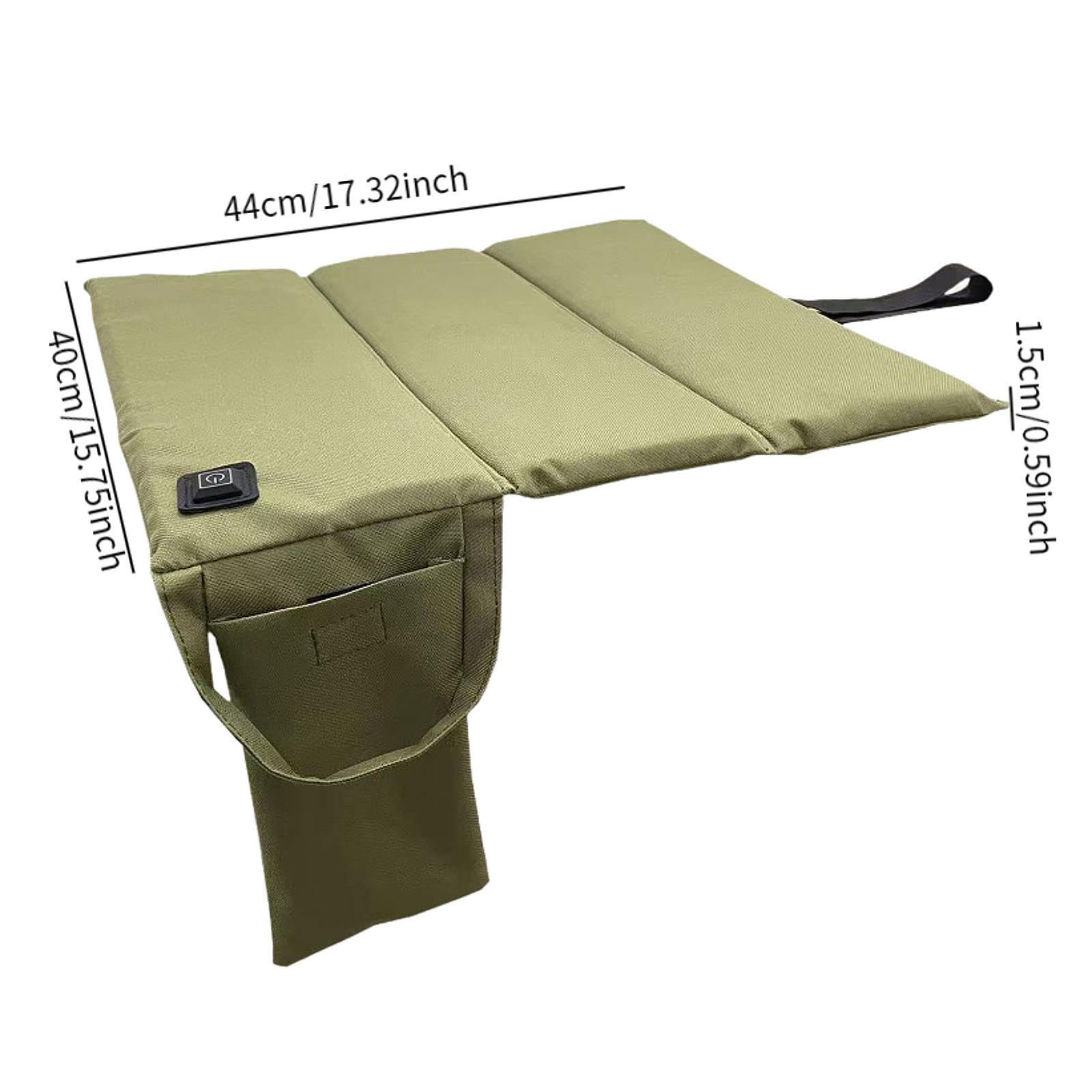 Milageto Beheiztes Sitzkissen, USB-Stromversorgung, warme Unterlage, Matte, tragbar, beheizbar, Sitzpolster, Stuhlpolster für Park, Trekking, GrÜn