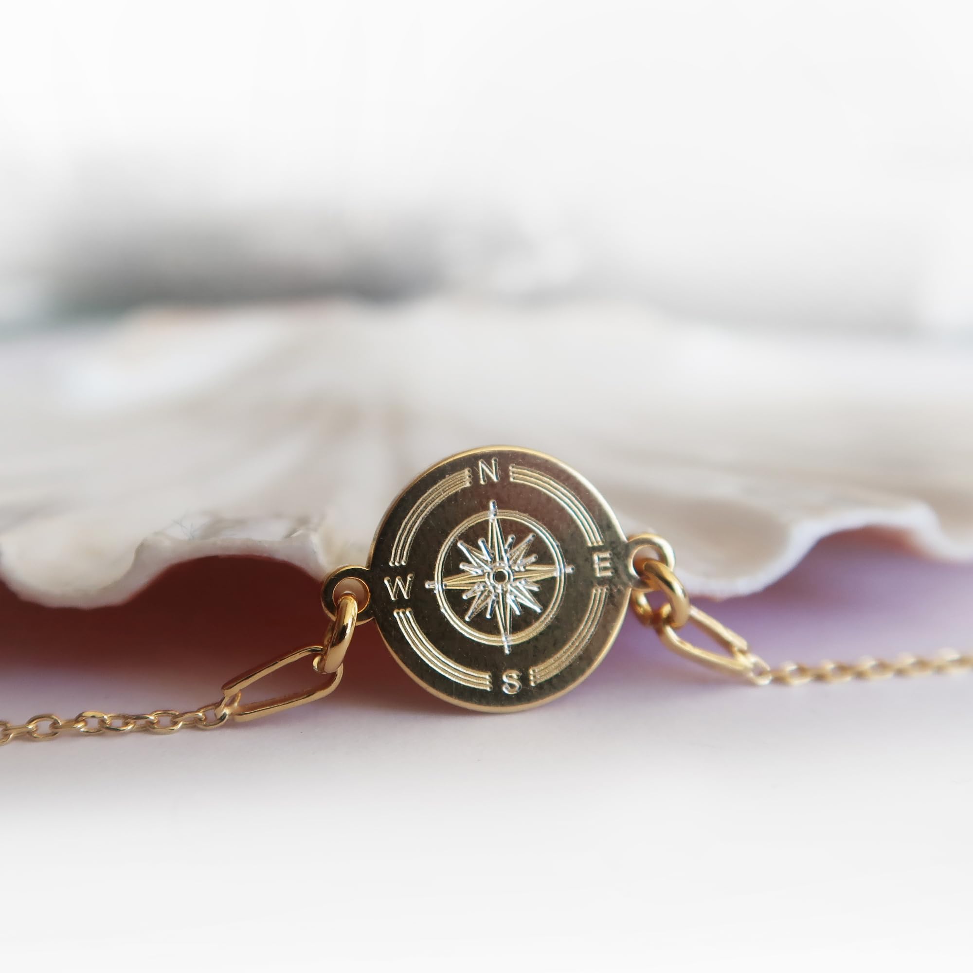 Kompass Armband mit Gravur, 925 Silber oder vergoldet