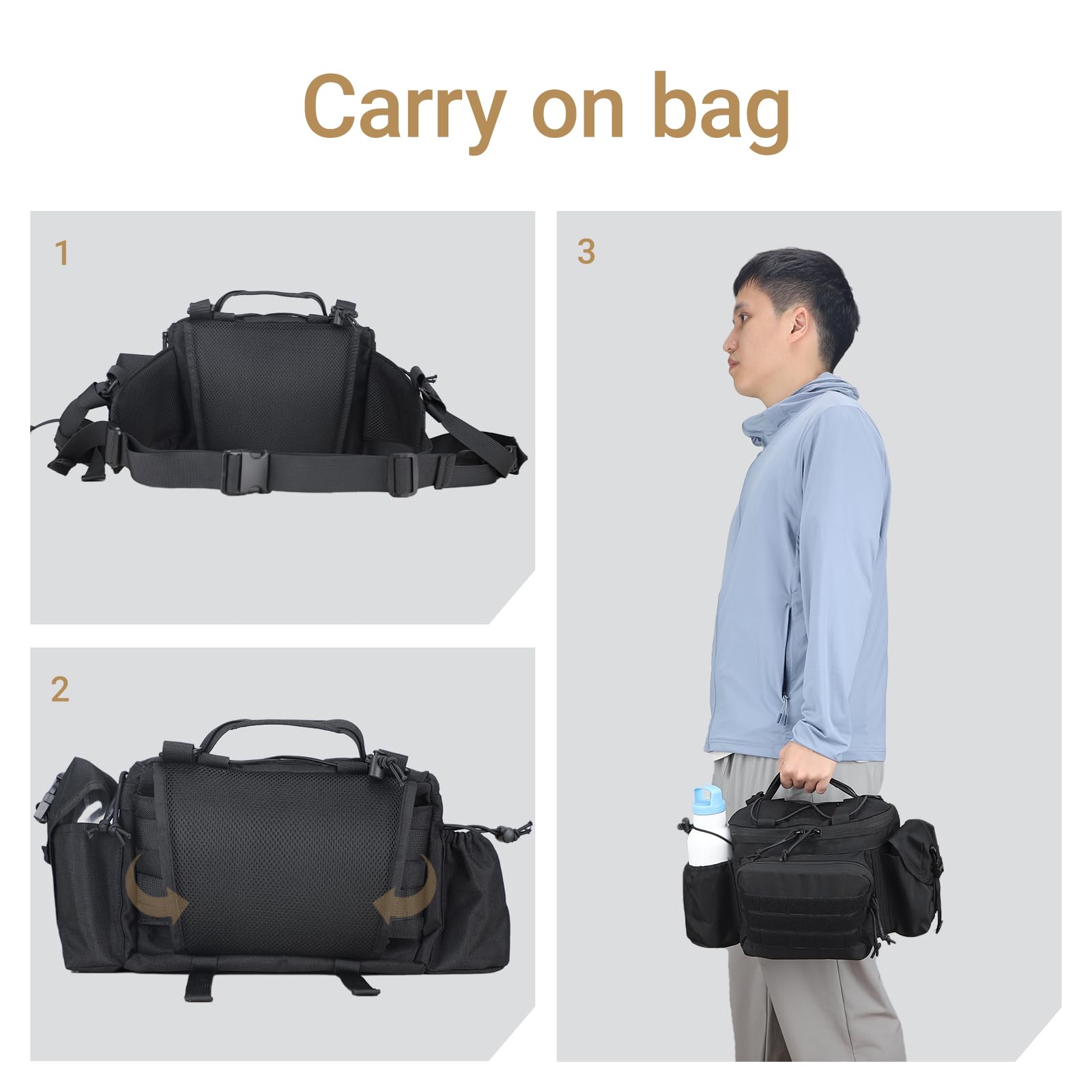 Cangurera táctica para hombre, bolsa de cintura Molle EDC para senderismo, pesca, escalada, correr, ciclismo, deportes al aire libre 7