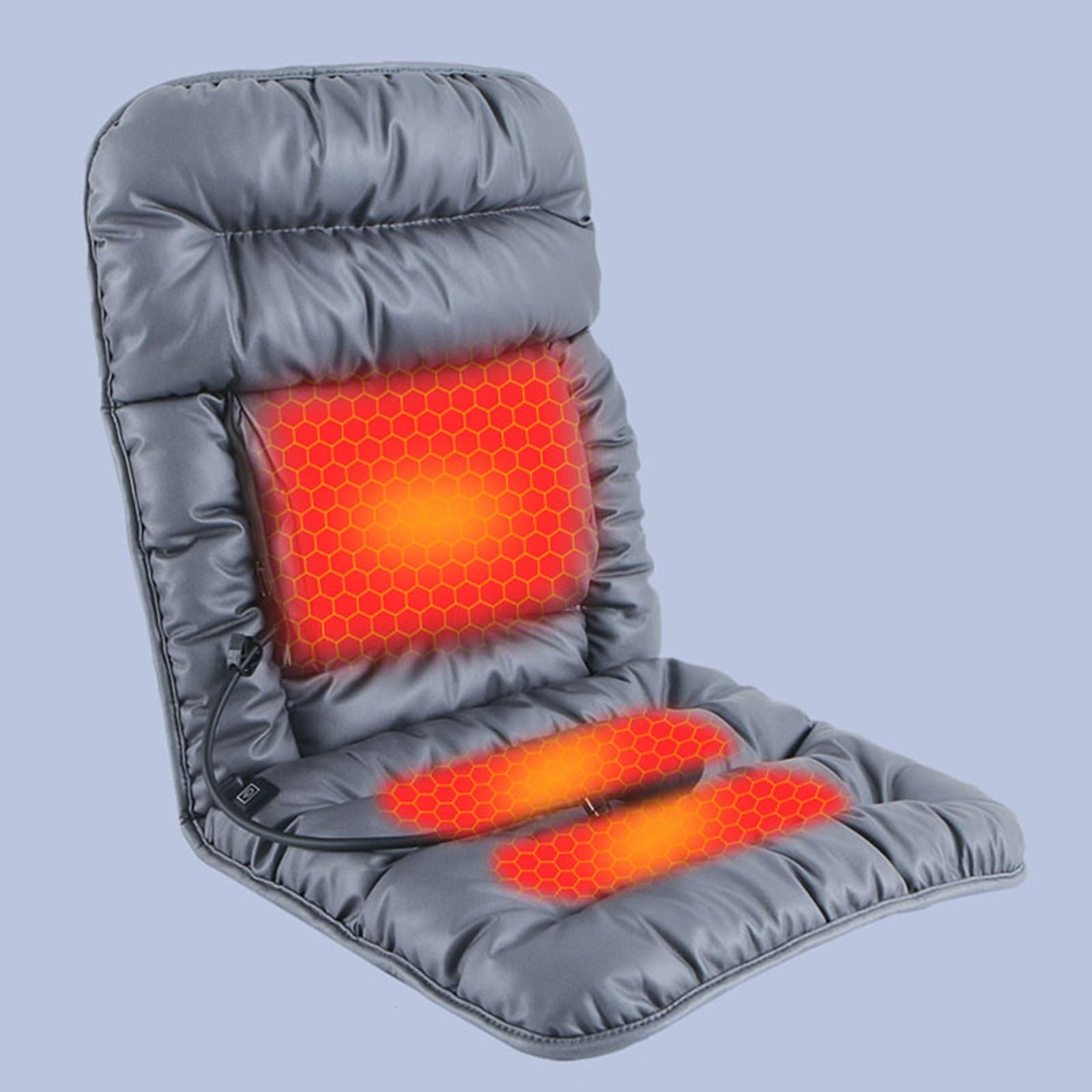 Termoforo Elettrico per Sedia da Ufficio con Supporto Airbag Lombare, Cuscino Termico Elettrico da 12V, Cuscino Riscaldabile con 3 Impostazioni di Temperatura(Gray)