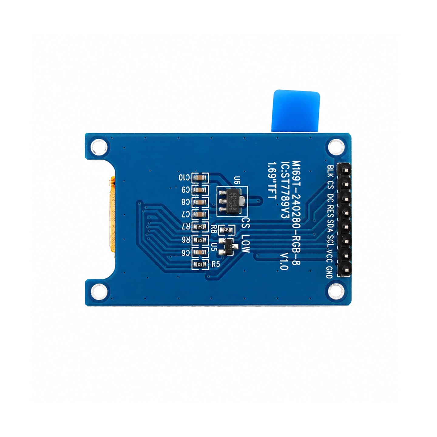 1Pc 1.69" TFT Display IPS LCD ST7789 RGB 240 * 240 8-Pin Serial Module