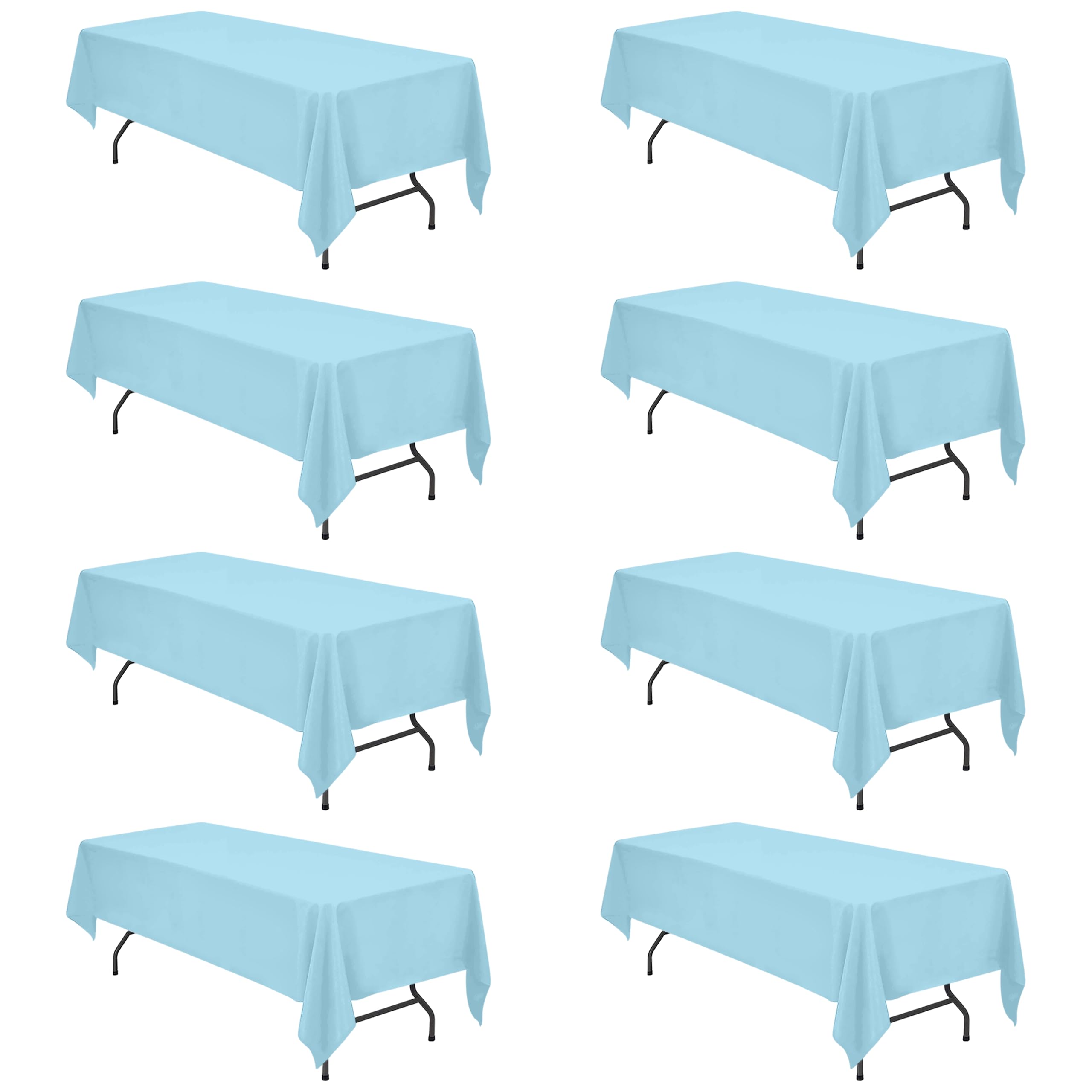 BRILLMAX 8 Pack Light Blue Tablecloths 60x126 Inch for 8ft Rectangle Tables