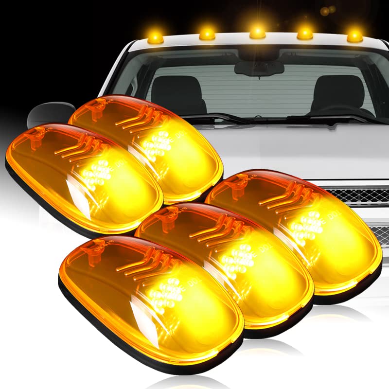 HYPERSPEED Roof Top Cab Marker Running LED Strobe Lights Set 5PCS Fit for Jeep 4x4 Off-Road SUV Crossover RV Pickup Truck Vehicles, Car Mods Accessories, Auto Light Assemblies (Amber Lens, Amber LED)