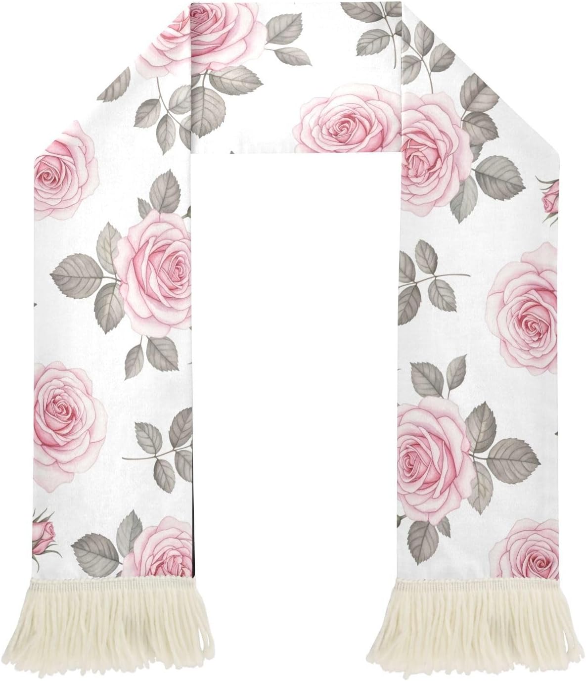CHIFIGNO Rose White Sports Fan Scarf Towel, Soft Polyester Sweat Wicking Rally Towel for Soccer Fans, Quick Dry Cheering Scarf
